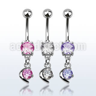 mcdz8 piercing ombligo acero quirurgico zirconia 8mm luna zirconia redonda 10mm venta