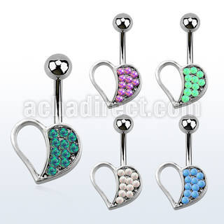 mcop494 steel belly banana w synthetic opal studded heart