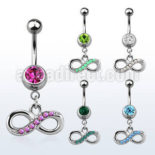mcop617 piercing ombligo acero quirurgico bola joya bisel 8mm infinito opalos sinteticos colgado 10mm mayorista