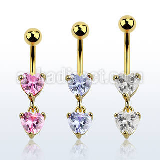 mdgz528 piercing ombligo acero 316l anodizado dorado zirconia engasta corazon 8mm zirconia corazon distribuidor mayorista