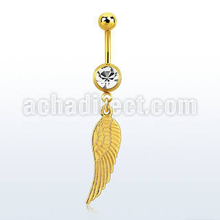 mdk584x piercing ombligo acero 316l pvd dorado bola lisa 5mm bola joya 8mm ala pajaro dorada 10mm distribuidor mayorista