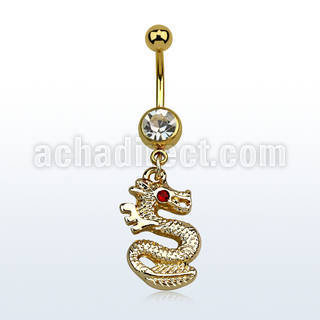 mdk721 piercing ombligo acero 316l pvd dorado bola lisa 5mm bola joya 8mm dragon ojos cristal oro colgado 10mm distribuidor mayorista