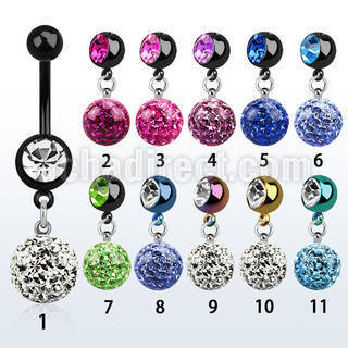 mdkfr10 piercing ombligo acero quirurgico pvd bola lisa 5mm bola 8mm joya 10mm multi cristal ferido 10mm mayorista