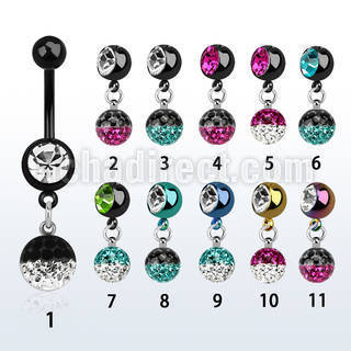 mdkfr8e piercing ombligo acero quirurgico pvd bola lisa 5mm bola 8mm joya 8mm multi cristal ferido colores 10mm distribuidor mayorista