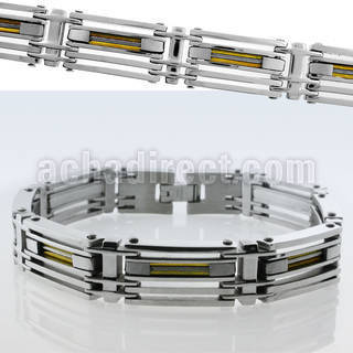 mgb20 brazalete acero inoxidable uniones capa brillo espejo detalles oro distribuidor mayorista