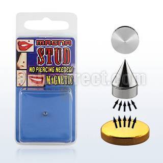 mgc4 piercing magnetico cono acero quirurgico brillo espejo 4mm base magnetica color dorado 8mm 1 pieza mayorista