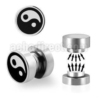 mip11 plug falso magnetico acero quirurgico logo yin yang rayado laser 8mm vendido por pieza distribuidor mayorista