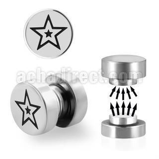 mip8 plug falso magnetico acero quirurgico logo estrella 8mm vendido por pieza al por mayor