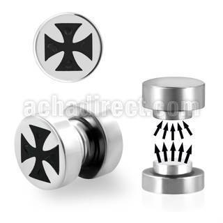 mip9 plug falso magnetico acero quirurgico logo cruz hierro 8mm vendido por pieza distribuidor mayorista