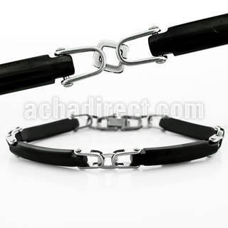mkb2 black anodized steel bracelet with high polished links