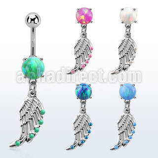 moop568 piercing ombligo acero 316l opalo redondo colgante ala pajaro opalos sinteticos borde venta