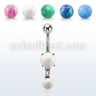moopb5 piercing ombligo acero 316l opalo redondo colgante 5mm bola opalo sintetico al por mayor