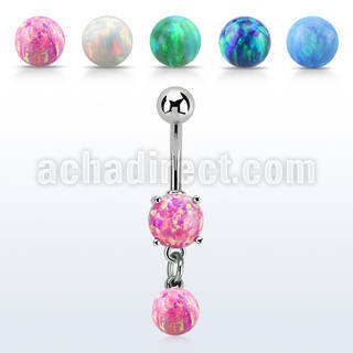 moopb6 piercing ombligo acero quirurgico opalo redondo colgante bola 6mm opalo sintetico al por mayor