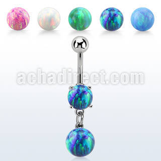 moopb8 piercing ombligo acero 316l opalo redondo colgante 8mm bola opalo sintetico venta