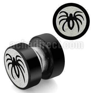 mpls11 plug falso magnetico acero 316l anodizado negro logo arana rayado laser 8mm mayorista
