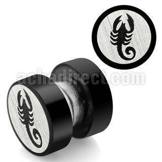 mpls12 plug falso magnetico acero 316l anodizado negro logo escorpion rayado laser 8mm venta
