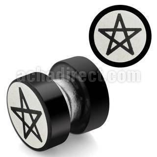 mpls7 plug falso magnetico acero 316l anodizado negro logo pentagrama rayado laser 8mm venta