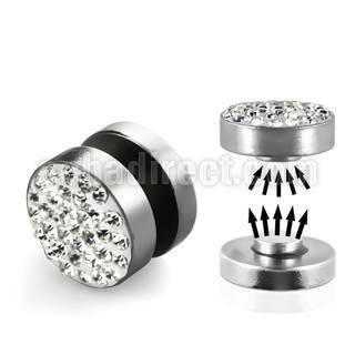 mpmc12 plug falso magnetico acero quirurgico multi cristal ferido la acero liso 12mm al por mayor