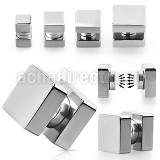 mpsq high polished 316l steel magnetic fake plug w squares