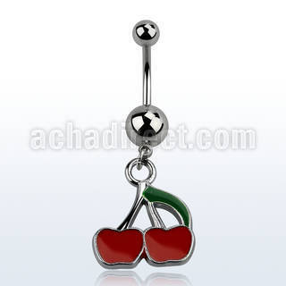 msd382 piercing ombligo acero quirurgico bolas acero liso 5 8mm par cerezas rojas pintadas s distribuidor