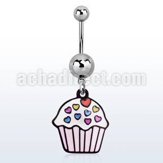 msd456 piercing ombligo acero quirurgico bolas acero liso 5 8mm cupcake pintado colgado distribuidor
