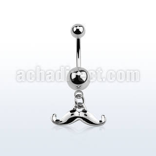msd517 piercing ombligo acero quirurgico bola acero 5 & 8mm liso colgante bigote feliz venta