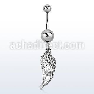 msd593 piercing ombligo acero quirurgico bpnas acero liso 8mm 5mm ala pajaro color plateado al por mayor