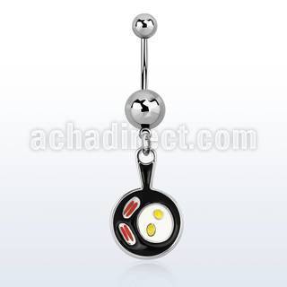 msd646 piercing ombligo acero quirurgico bolas acero liso 5 8mm bacon huevos sarten negra distribuidor