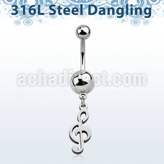 msd709 piercing ombligo acero quirurgico bolas acero liso 5 8mm nota musical mayorista