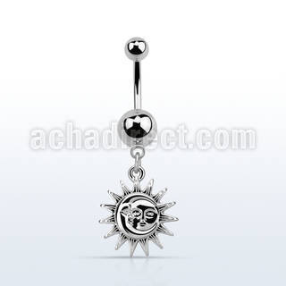 msd726 piercing ombligo acero quirurgico bolas acero liso 5 8mm sol colgado mayorista