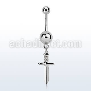 msd768 piercing ombligo acero quirurgico bola acero liso colgante punal colgante laton chapado plata