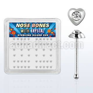 nbhrbxc caja display piercing nariz hueso plata esterlina 925 0 6mm corazon 1 5mm cristal redondo claro centro distribuidor mayorista