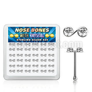 nbmsbxc caja display 36 plata 925 piercing nariz hueso 0 6mm nota musical cristal redondo centro venta
