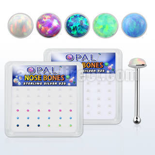 nbo15 caja 36 piercing nariz hueso plata 925 0 6mm opalos sinteticos redondos 1 5mm venta