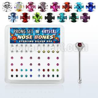 nbp14mx caja display piercing nariz hueso plata 925 0 6mm cristal redondos 2mm venta
