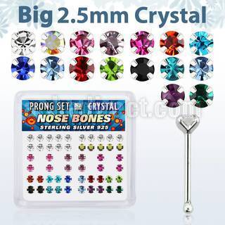 nbp19mx caja display piercing nariz hueso plata esterlina 925 0 6mm grandes zirconia 2 5mm mayorista