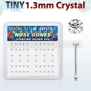 nbp6cx caja display piercing nariz hueso plata esterlina 925 0 6mm cristal claro 1 25mm distribuidor