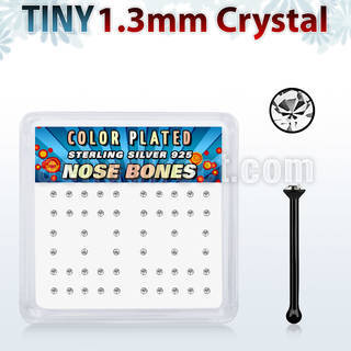 nbrb6xc caja display piercing nariz hueso plata 925 negro 0 6mm cristal claro redondo 1 25mm distribuidor mayorista