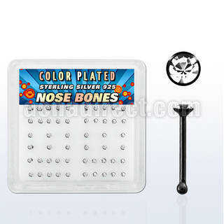 nbrbbxc caja display piercing nariz hueso plata esterlina 925 negro 0 6mm cristal redondo claro 1 5mm venta