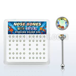 nbrdbxab caja display piercing nariz hueso plata esterlina 925 0 6mm cristal redondo claro recubrimiento ab 1 5mm distribuidor