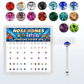 nbrdbxm caja display piercing nariz hueso plata esterlina 925 0 6mm cristal redondo 1 5mm distribuidor mayorista