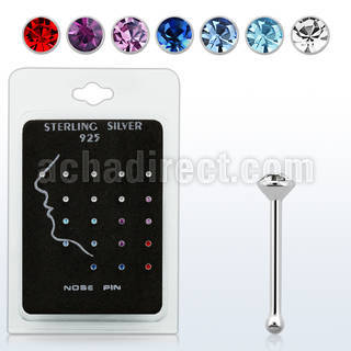 nbrdpkm pack display 20 piercing nariz hueso plata esterlina 925 0 6mm cristal redondo 1 5mm venta
