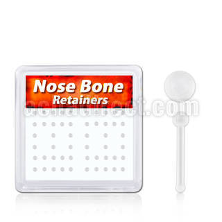 nbrt20bx caja retainer piercing nariz hueso acrilico flexible transparente bola 2mm distribuidor mayorista