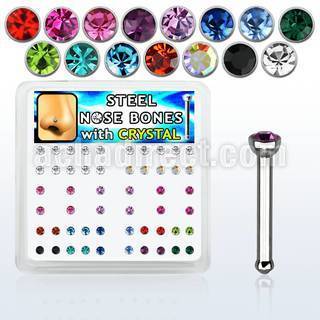 nbs20xm caja piercing nariz hueso acero 316l cristal redondo 2mm distribuidor mayorista