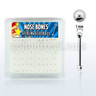 nbsv1bx caja display piercing nariz hueso plata esterlina 925 0 6mm bola plata lisa 1mm venta