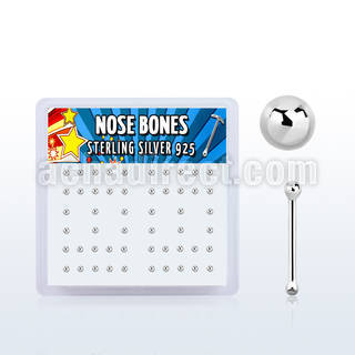 nbsvbx caja display piercing nariz hueso plata esterlina 925 0 6mm bola plata lisa 1 5mm distribuidor mayorista