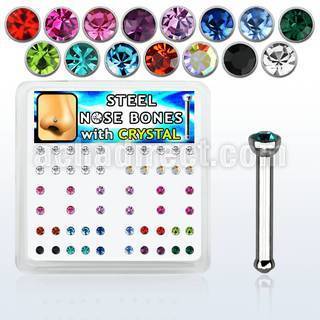 nbsxm caja piercing nariz hueso acero 316l 1mm cristal redondo 2mm venta
