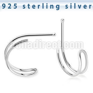 nbvcu 925 sterling silver nose bone double wire curved shape