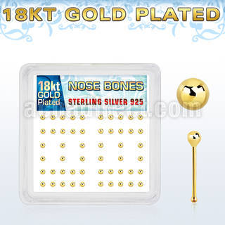 nbx18b2 caja display piercing nariz hueso plata esterlina 925 0 6mm bola 2mm oro 18 kts distribuidor