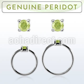 nhge4 aro continuo nariz plata 925 con genuina 2mm peridoto engastada distribuidor